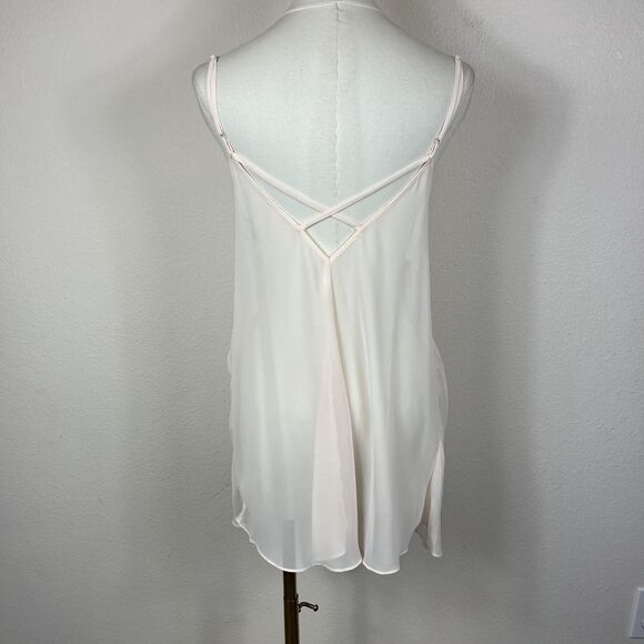 Y2K Dentelle Babydoll Lingerie Womens Large Beige Sheer Beaded Lace Fairycore - Picture 2 of 8